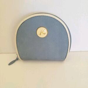 Kitamura Coin Holder Wallet Suede Leather Small Light Cold Blue Horseshoe Zip